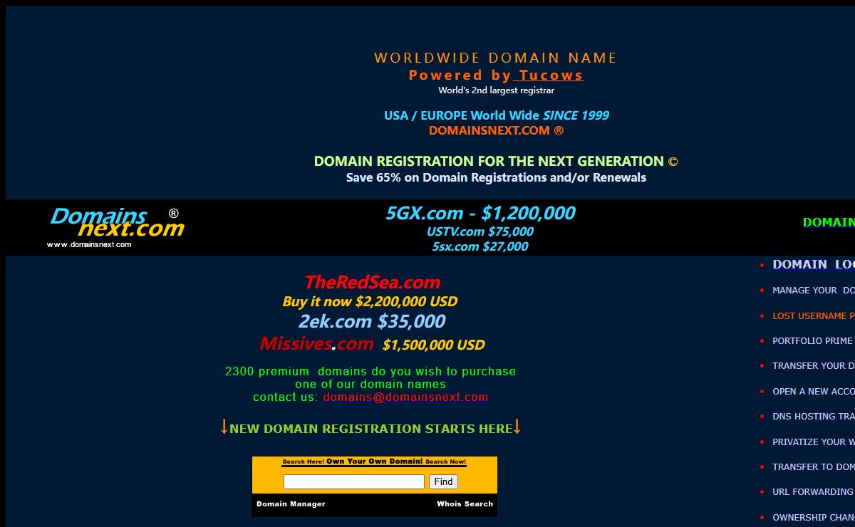 Domain Names | California | European Favorite Domain Name Registration DomainsNext.com