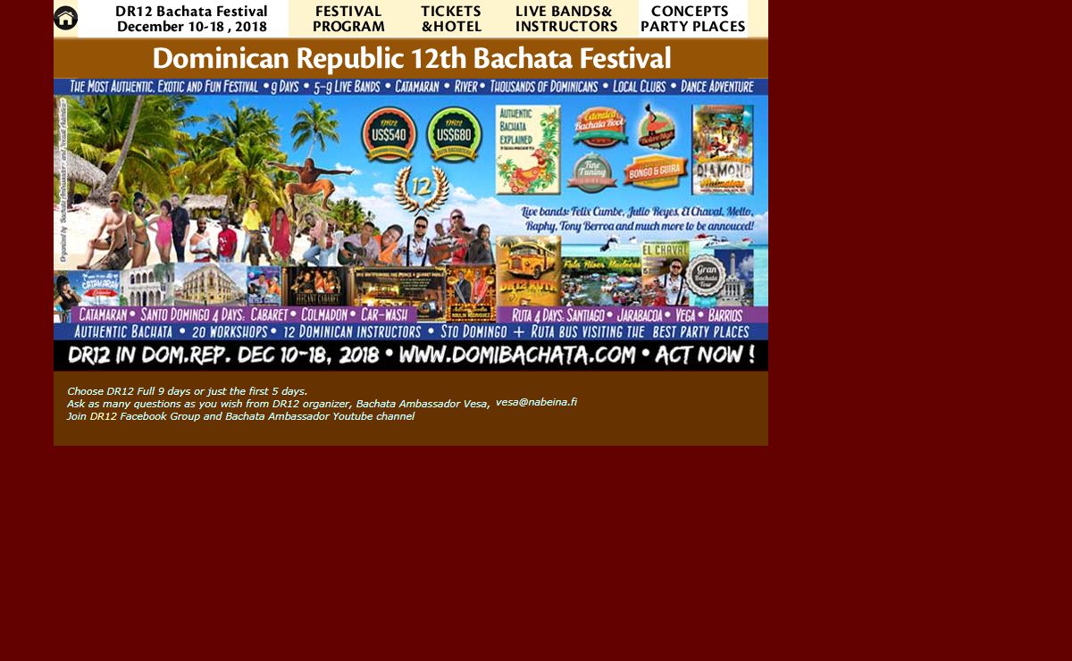 Dominican Republic 12th Bachata Festival Dec 10-18, 2018
