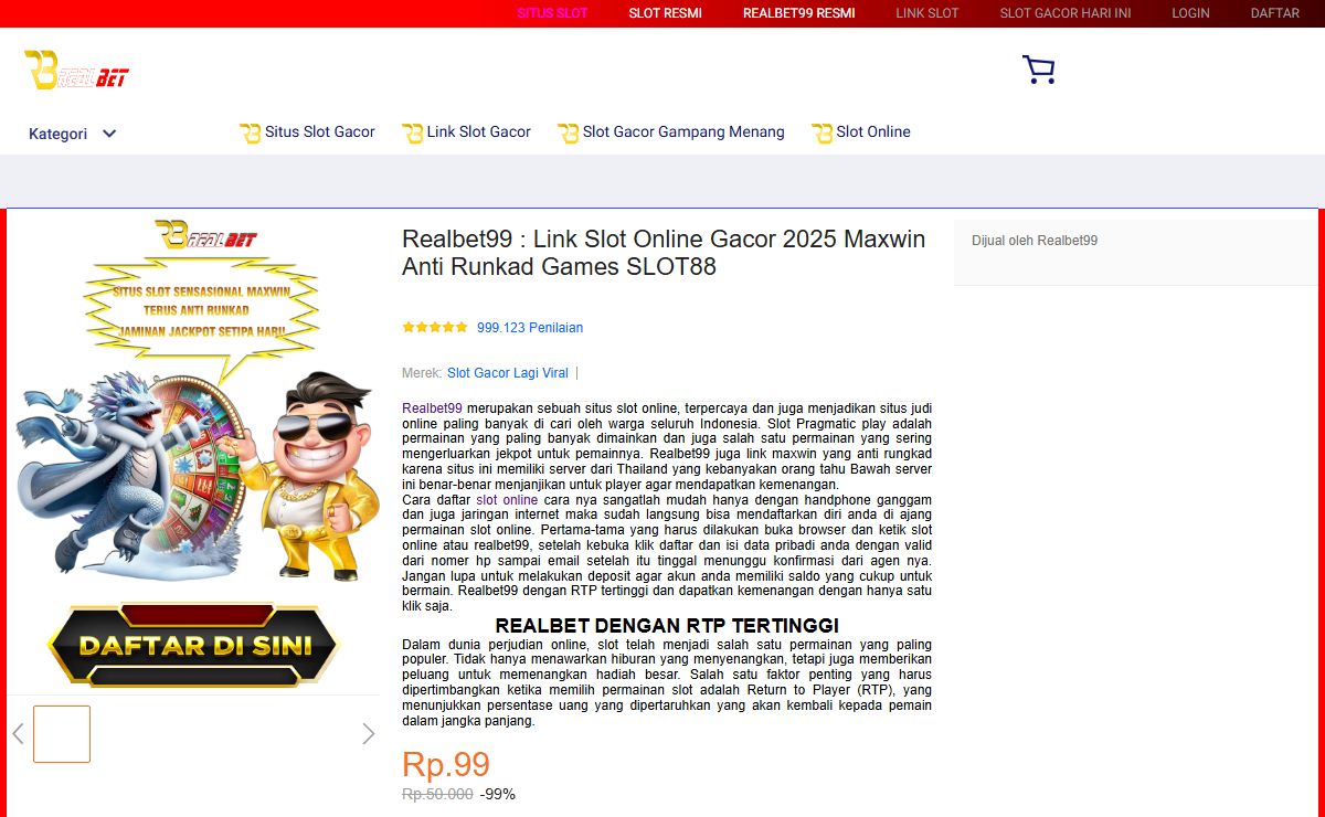 Realbet99 : Link Slot Online Gacor 2025 Maxwin Anti Runkad Games SLOT88