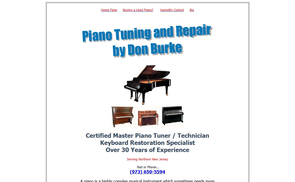 Don Burke - Certified Master Piano Tuner - Repairs & Restoration