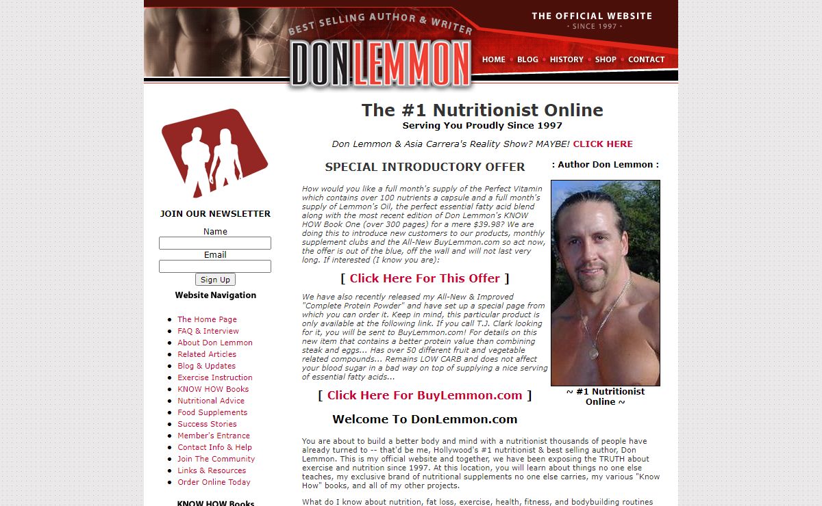Nutritionist, Exercise Specialist, Health & Fitness Author, Weight Loss Expert, Don Lemmon. News regarding Essential Fats, Multi-Vitamins, Protein Powder, Fat Burners, Bodybuilding & Diet Tips. We expose myths, fads, lies and the truth about Bill Phillips, Suzanne Somers, Richard Simmons, Barry Sear, Dr. Atkins and other scams!