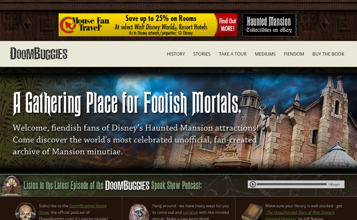 Welcome to DoomBuggies - a Tribute to Disney's Haunted Mansion in Horrifying Sight and Sound!