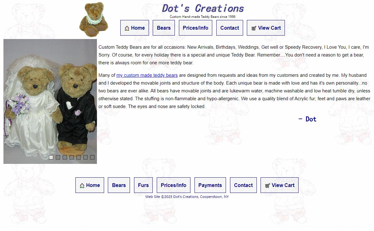 Personalized Custom Teddy Bears - Dot's Creations - Cooperstown, NY