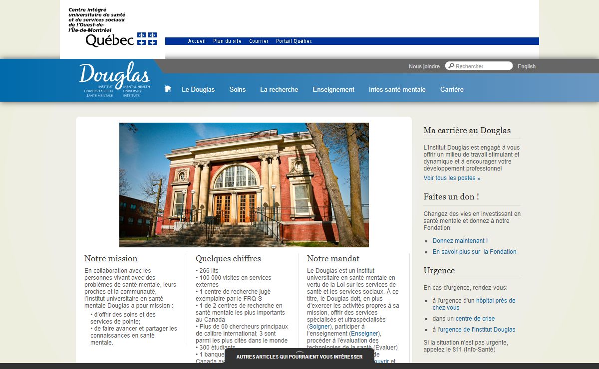 Accueil - Institut universitaire en santé mentale Douglas