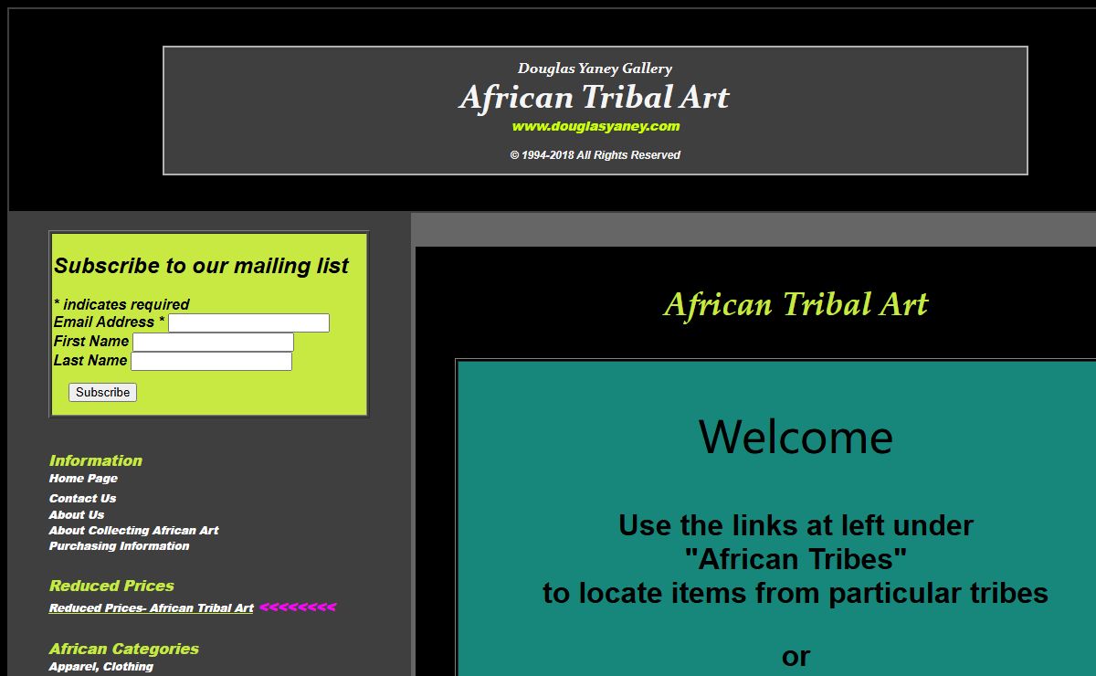 Douglas Yaney African Art Gallery Home Page