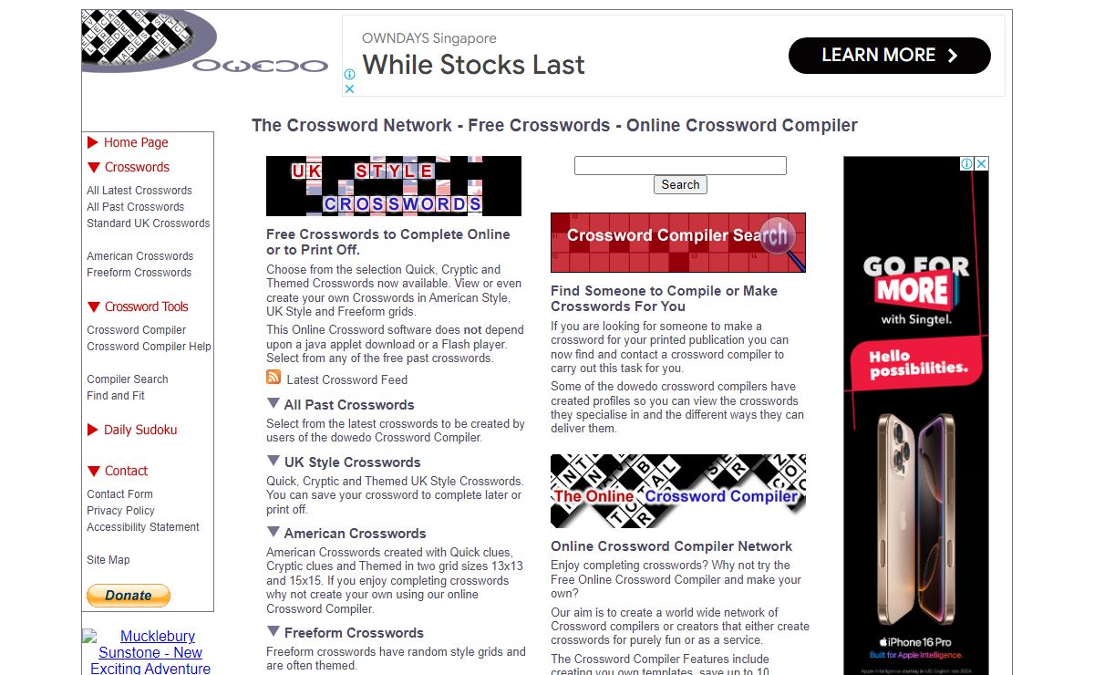 The Crossword Network - Free Crosswords - Free Online Crossword Compiler