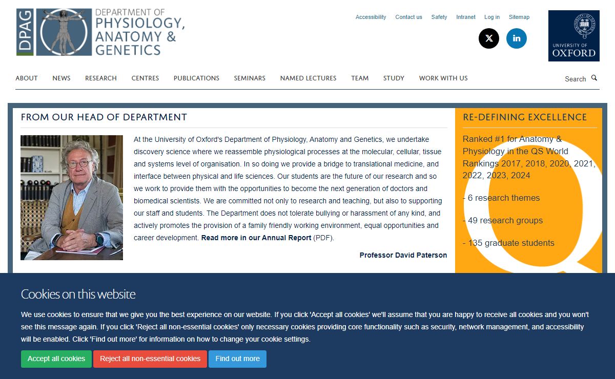 Home — Department of Physiology, Anatomy and Genetics (DPAG)