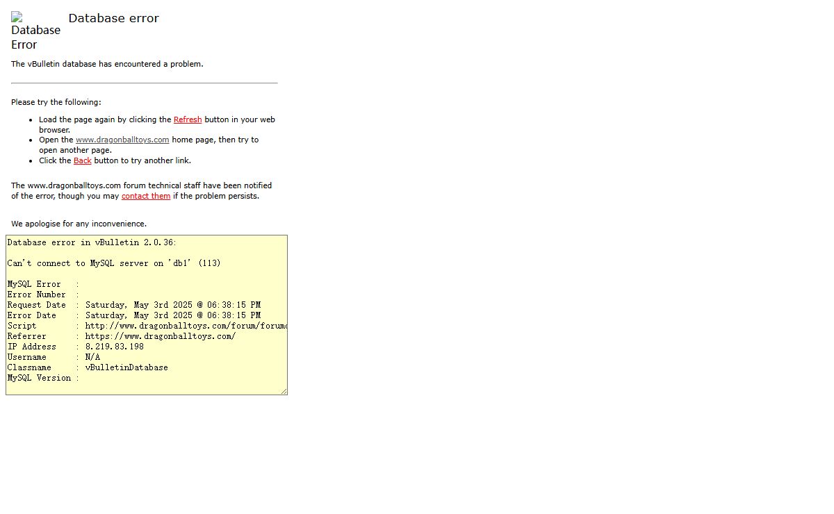 vBulletin Database Error