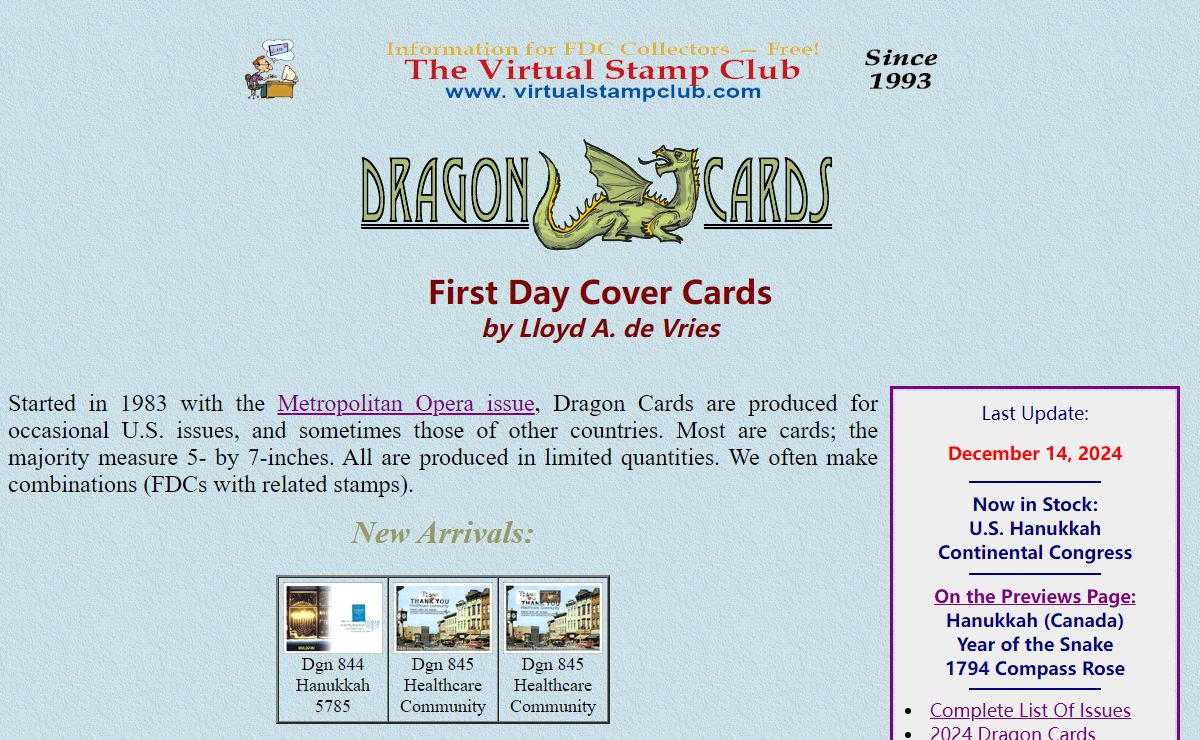 Dragon Cards FDCs by de Vries