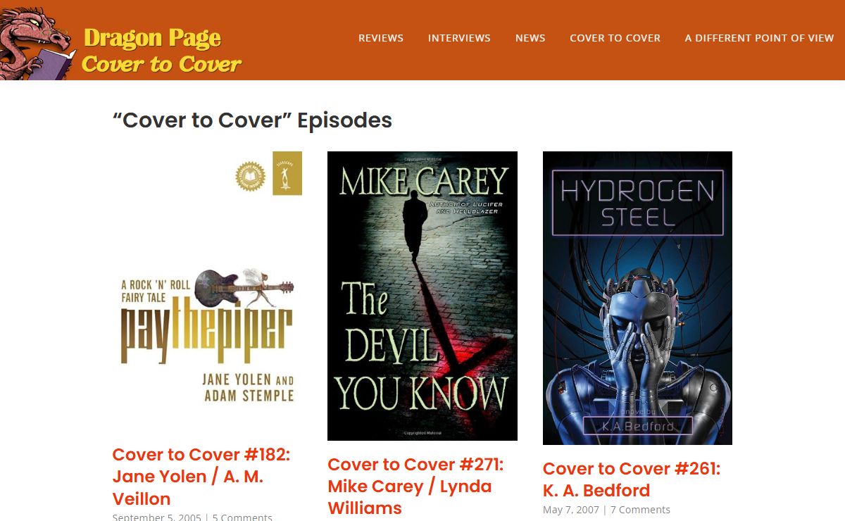 The Dragon Page "Cover to Cover" | Conversations with Authors of Science Fiction and Fantasy