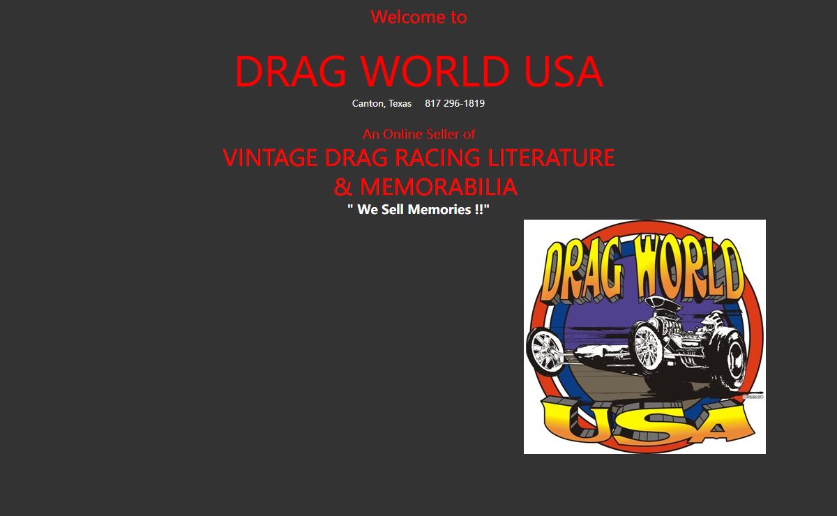 Drag World USA, Vintage Drag Racing Literature and collectibles !