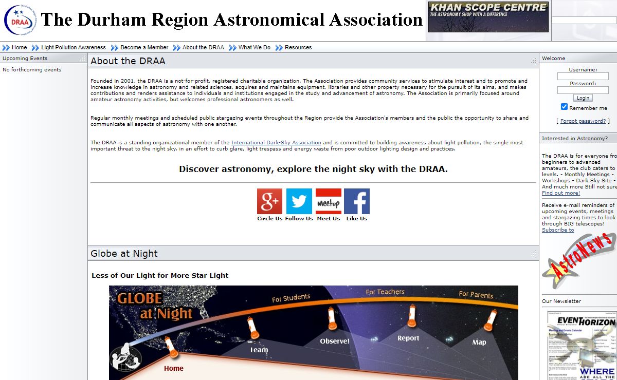 The Durham Region Astronomical Association: News