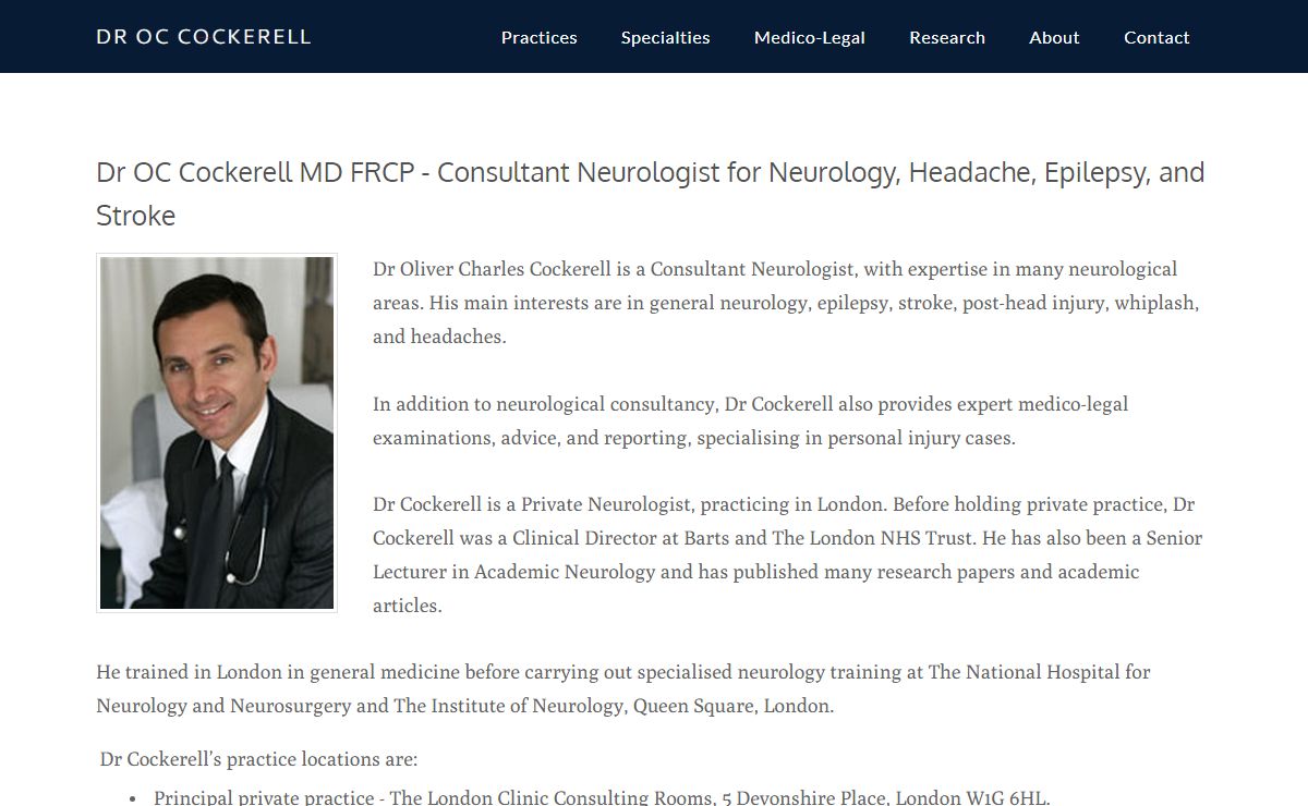 Dr OC Cockerell - Neurology, Headache, Epilepsy, and Stroke - Home