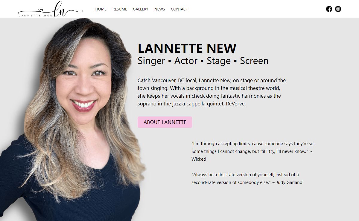Vancouver actor, vancouver singer, bc, canada - Lannette New