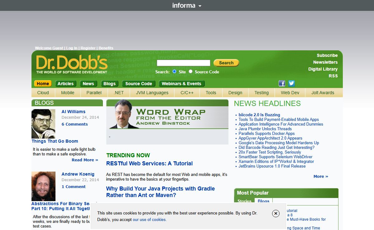 Dr. Dobb's | Good stuff for serious developers: Programming Tools, Code, C++, Java, HTML5, Cloud, Mobile, Testing