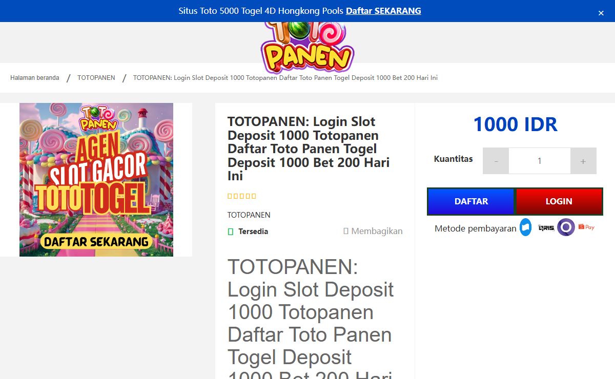 TOTOPANEN: Login Slot Deposit 1000 Totopanen Daftar Toto Panen Togel Deposit 1000 Bet 200 Hari Ini