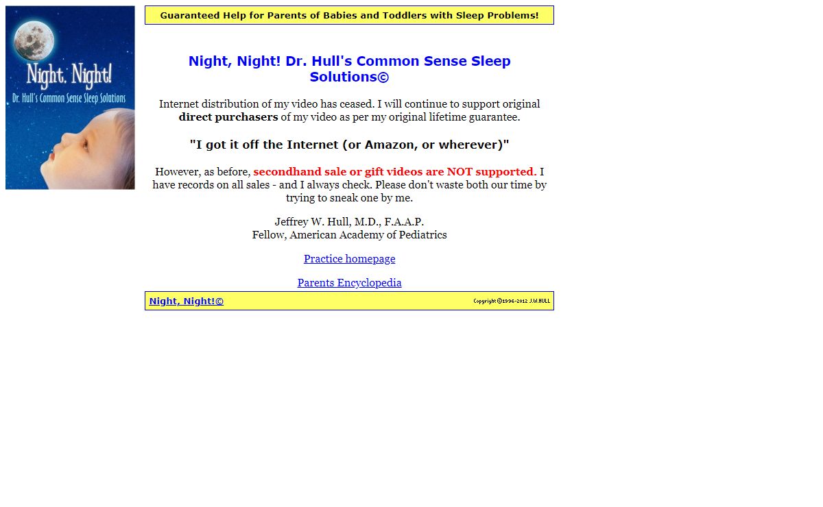 Night, Night! Dr. Hull's Common Sense Sleep Solutions