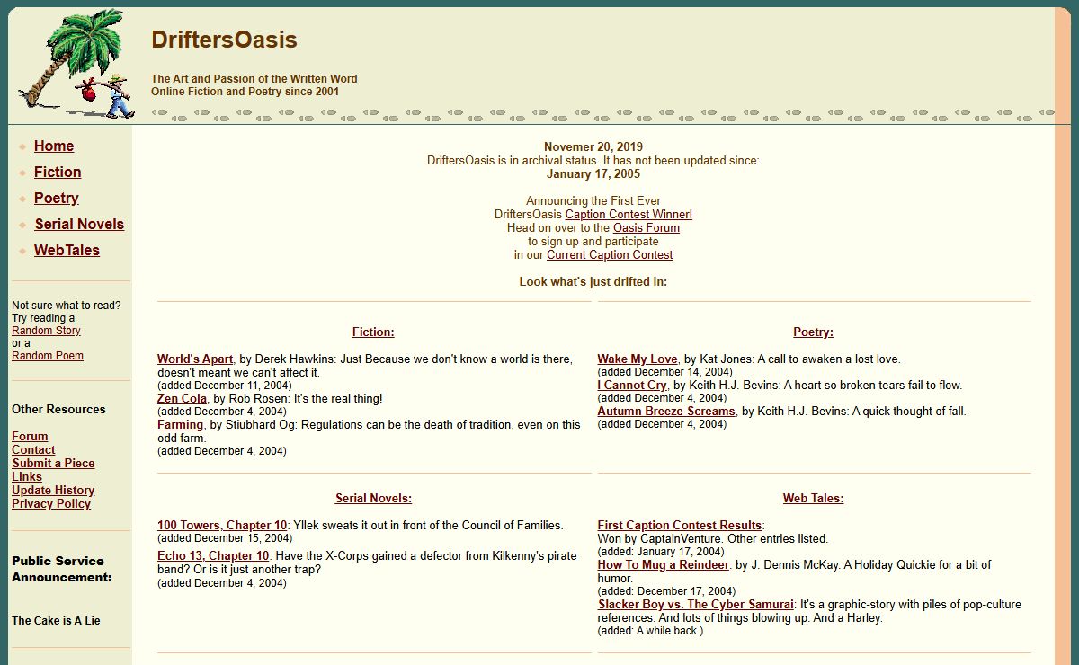 DriftersOasis - Online Fiction and Poetry