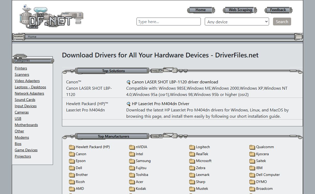 Drivers and Solutions for All Your Hardware Problems - DriverFiles.net