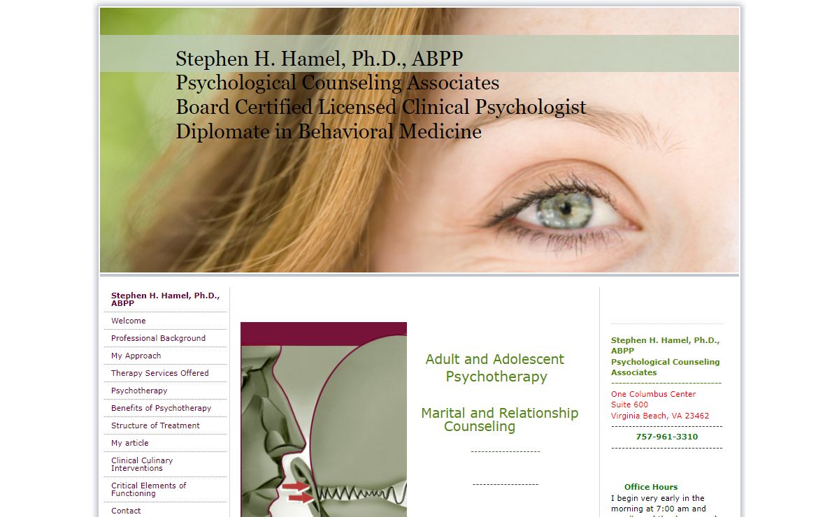 Dr Stephen Hamel - drstephenhamel.com, Dr Stephen Hamel, Psychology Center of Virginia, Psychology Center of VA