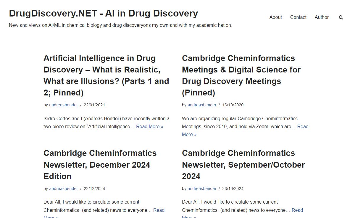 DrugDiscovery.NET – AI in Drug Discovery – New and views on AI/ML in chemical biology and drug discoveryons my own and with my academic hat on.