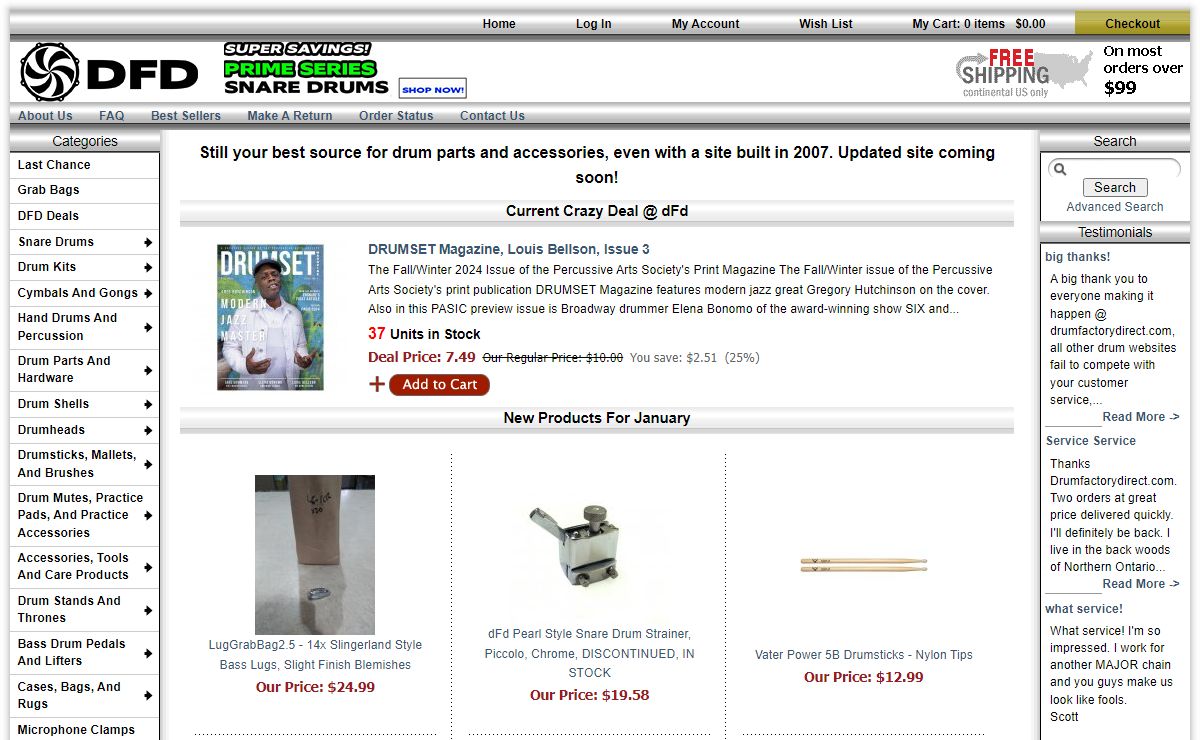 drum parts, sticks, drumheads, cymbals, stands, drumfactorydirect.com
