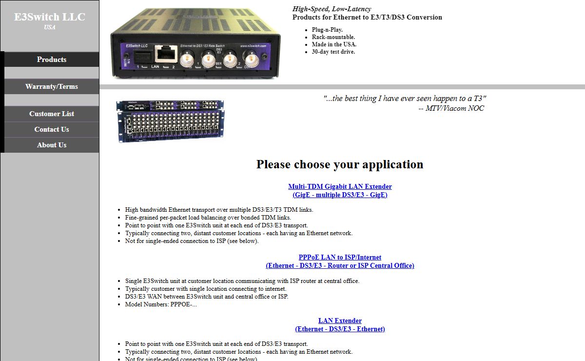 Ethernet to Single/Dual/Multi T3/E3/DS3 Converters In Stock from E3Switch
