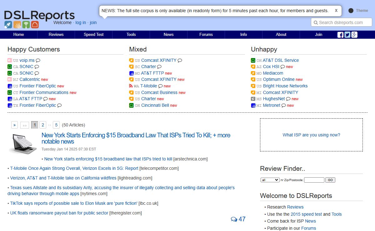DSLReports Home : Broadband ISP Reviews News Tools and Forums