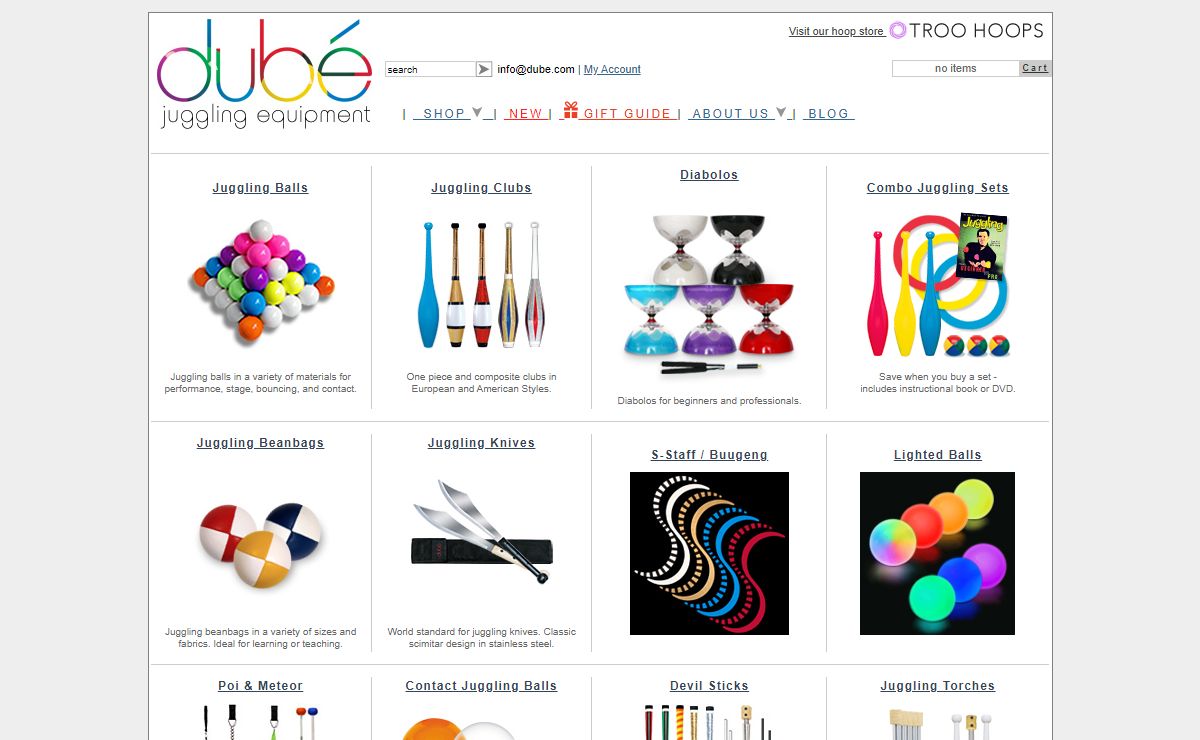 Dubé Juggling Equipment - Juggling Balls | Juggling Clubs | Diabolos | Unicycles