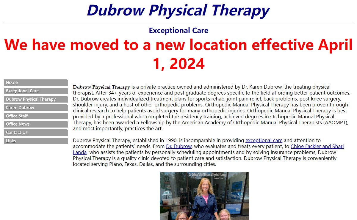 Dubrow Physical Therapy Sports Rehab Joint Pain Relief Back Problems Plano Dallas Richardson Frisco Allen