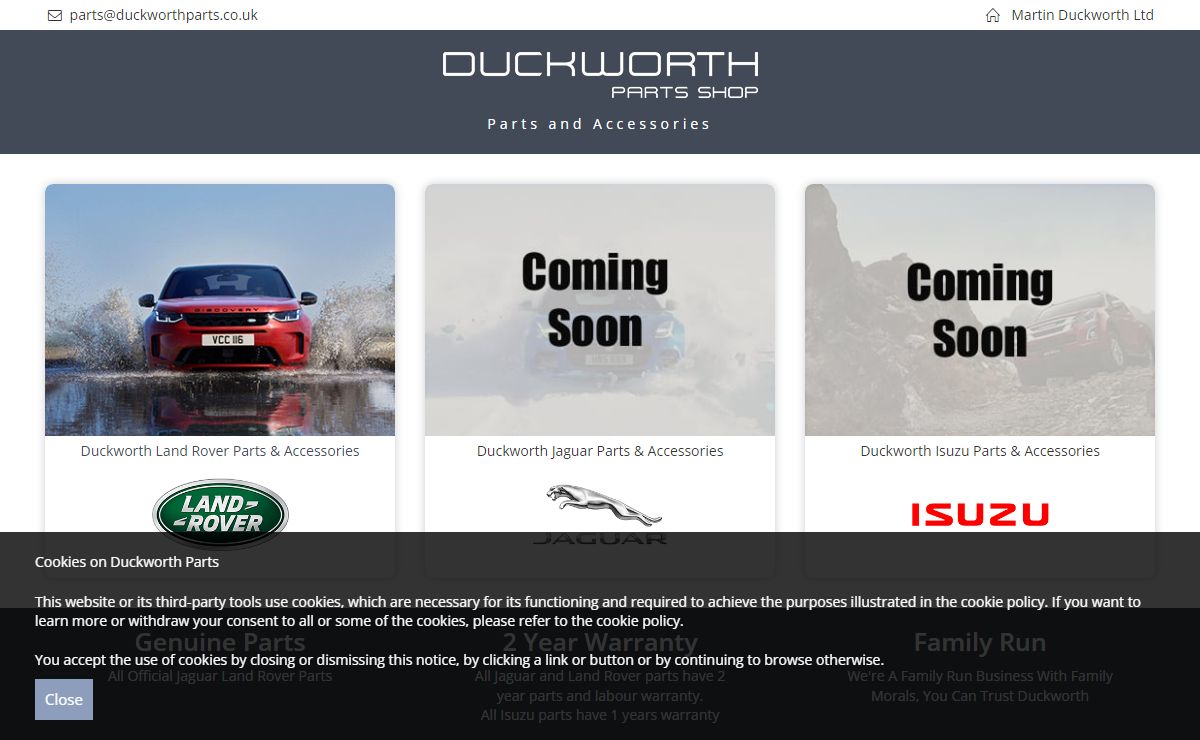 Duckworth Parts - Genuine Land Rover - Range Rover - Jaguar - Isuzu Parts and Accessories