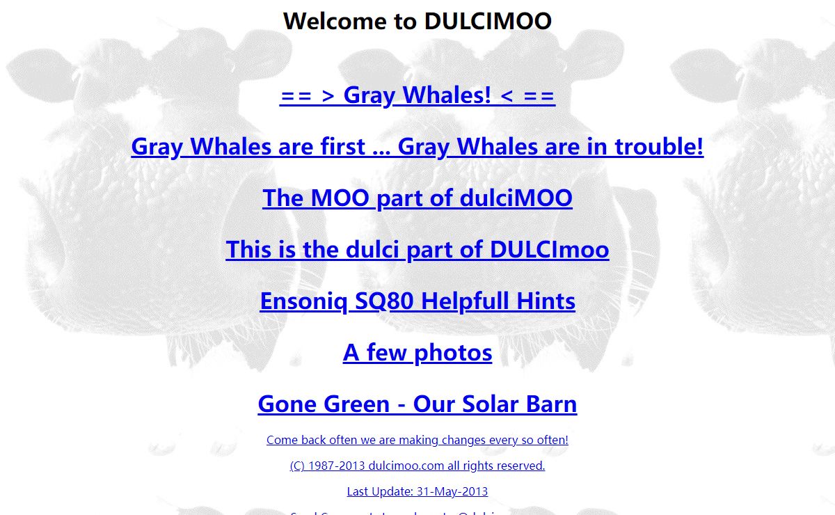 dulcimoo.com: Cows, and Dulcimers, Whales, and Electronic MOOsic Oh My!