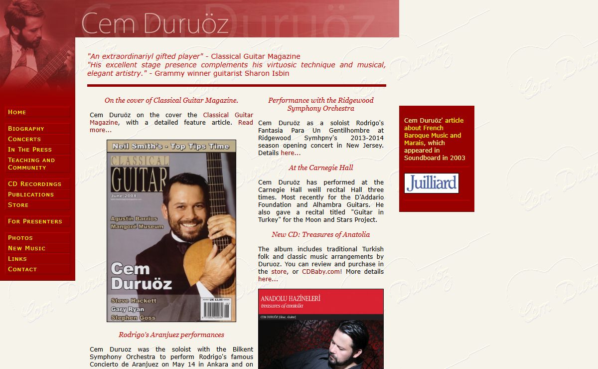 Guitar Music: Tangos, Baroque, Classical, Turkish, guitarist Cem Duruoz,