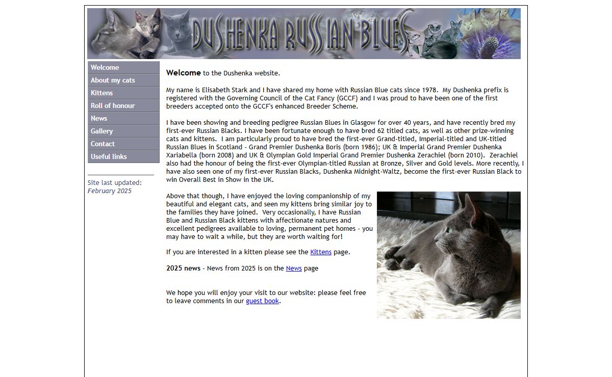 Dushenka Russian Blues - home of loving, elegant, well-bred cats and kittens