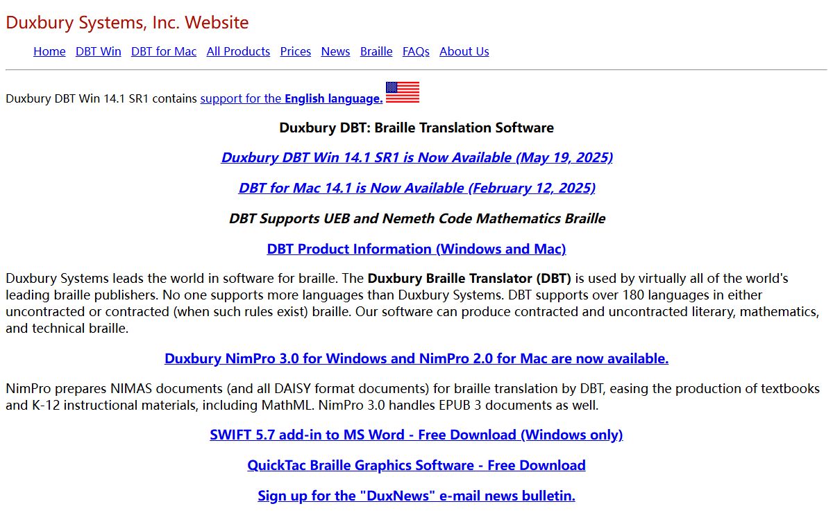 Braille Translation Software from Duxbury Systems