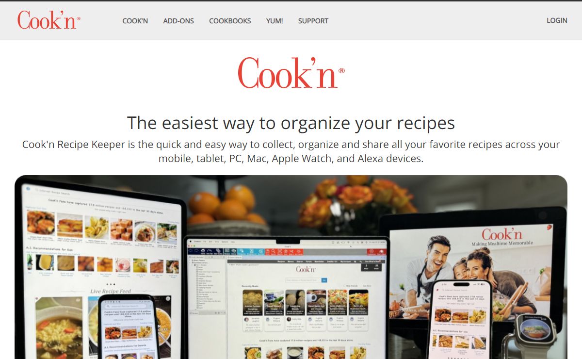 Cook'n Recipe Organizer App for iPhone, iPad, Android, Windows, Mac, Alexa, and Apple Watch