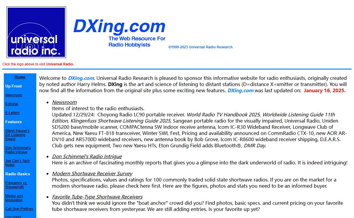 DXing.com Web Resource for shortwave, scanner and ham radio hobbyists