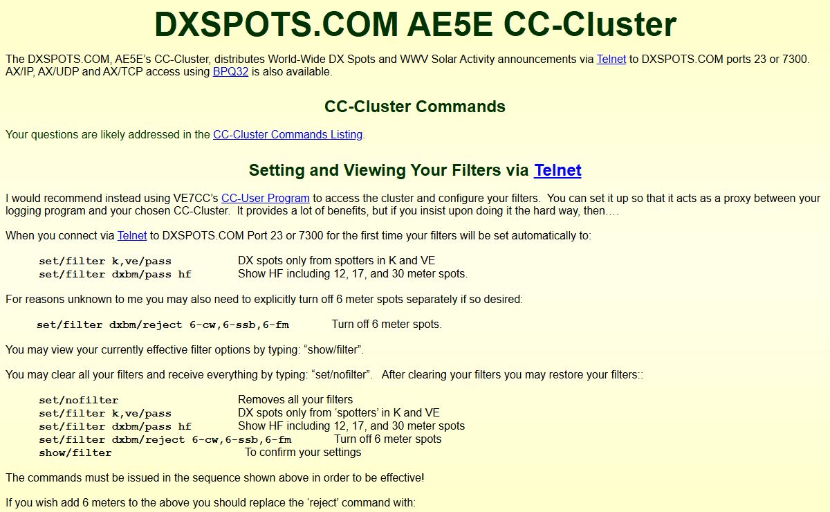 DXSPOTS.COM AE5E AR-Cluster