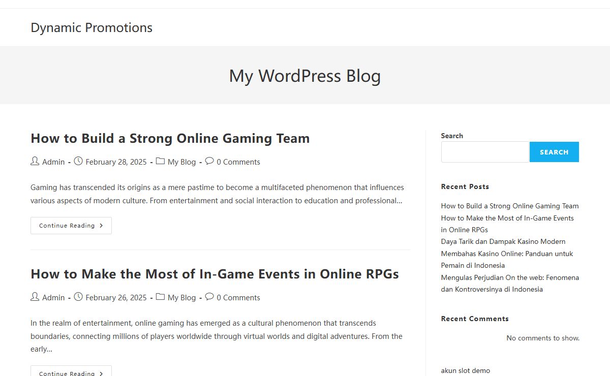 Dynamic Promotions - My WordPress Blog