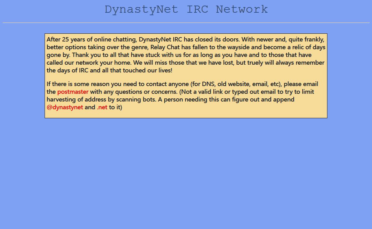 DynastyNet IRC Network - 25 Years