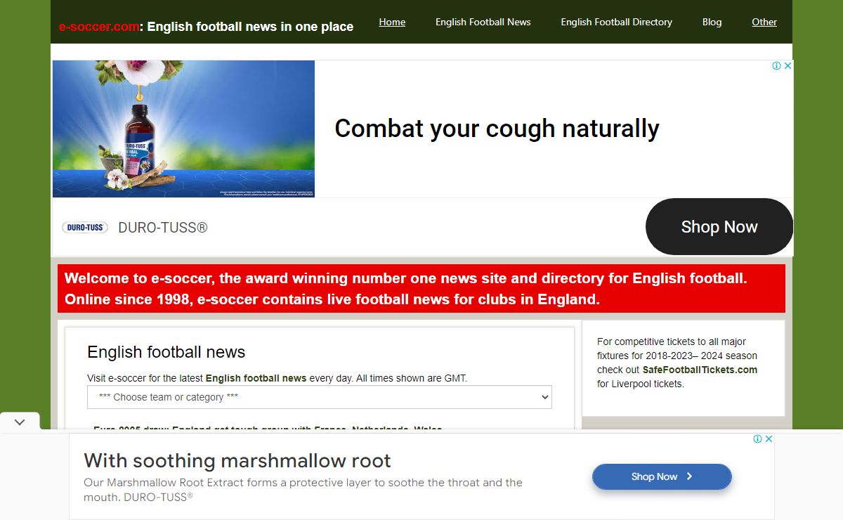 E-soccer.com: English football news in one place