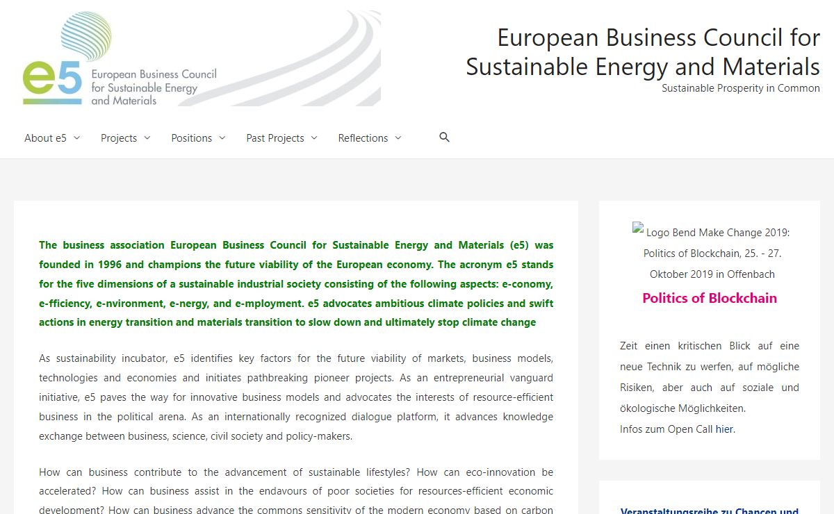European Business Council for Sustainable Energy and Materials – Sustainable Prosperity in Common