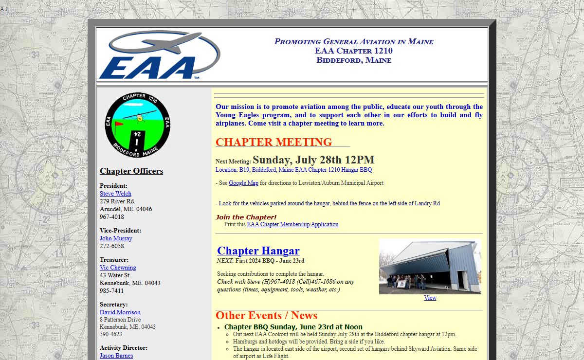 Promoting Aviation in Maine - EAA Chapter 1210, Biddeford, Maine