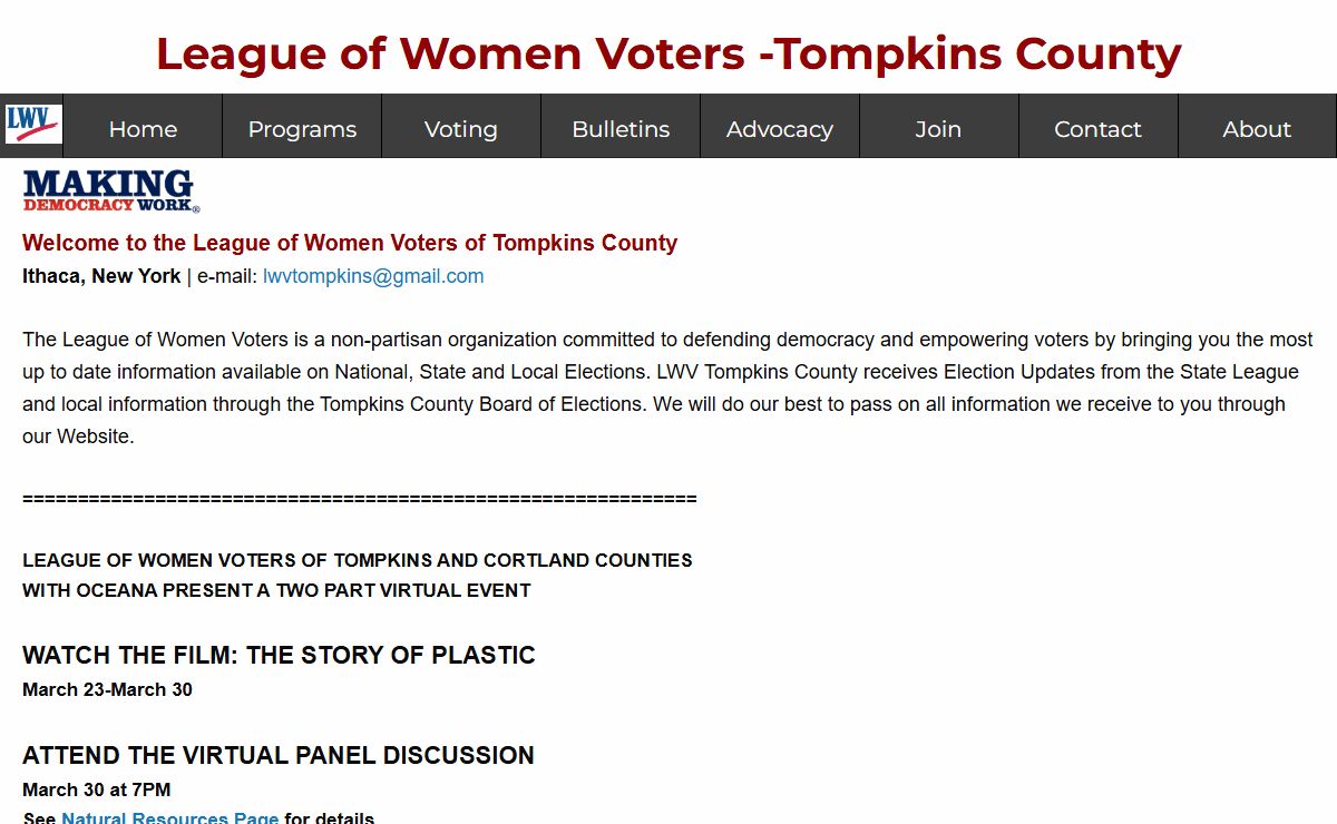 League of Women Voters -- Tompkins County