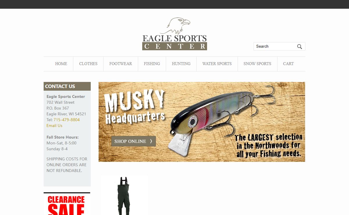 Fishing & Hunting Supplies, Footwear and Outdoor Clothing - Eagle Sports Center, Eagle River, WI
