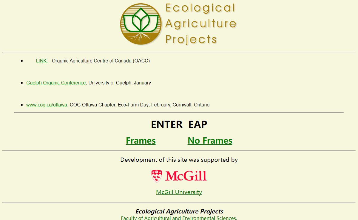 Ecological Agriculture Projects (EAP) Start Page