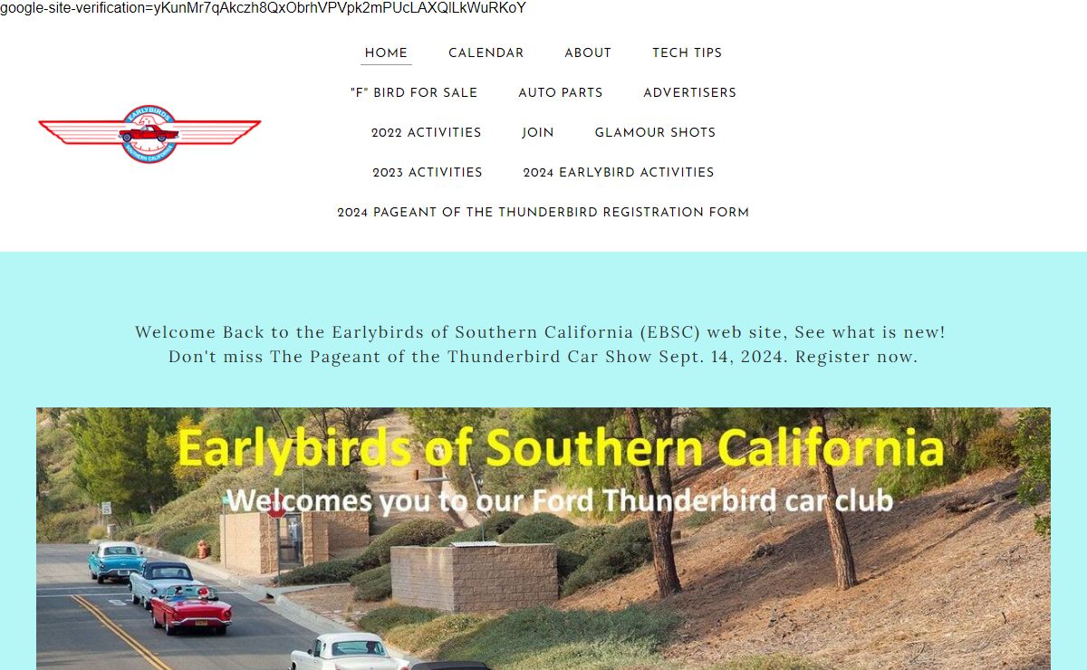 Earlybirds of Southern California Thunderbird Car Club - Home