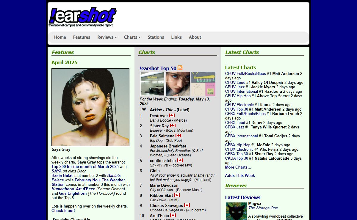 the national campus and community radio report : charts, interviews, reviews : !earshot :