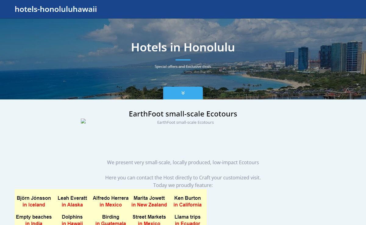 EarthFoot small-scale Ecotours/accomodations/Homestays