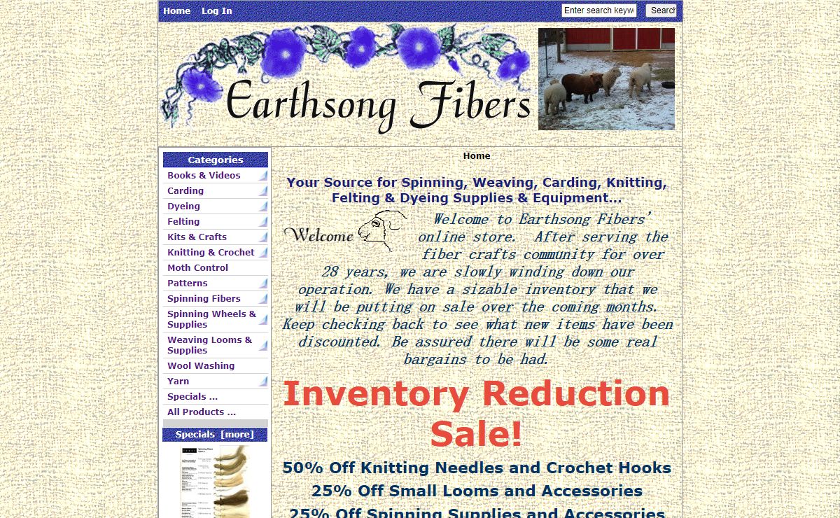 Earthsong Fibers, Your source for spinning, weaving, knitting, crocheting, carding, dyeing, felting, yarns, fibers, books, and videos